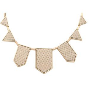 House of Harlow 1960 Women's Metallic Five Station Necklace Gold/Nude Leather
